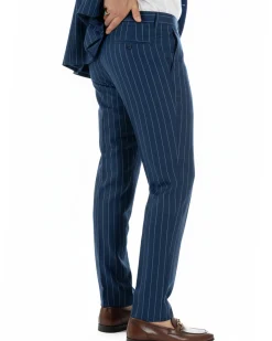 Abito uomo doppiopetto vestito gessato sartoriale rigato blu GIOSAL-AE1214A