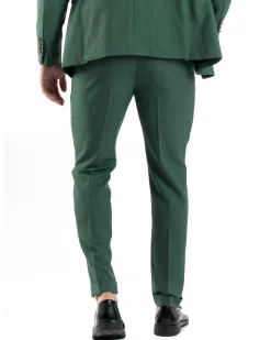 Abito Uomo Doppiopetto Vestito Completo Giacca Pantaloni Bottoni Metallo Verde Melangiato AE1057A