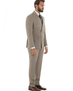 Abito uomo doppiopetto vestito gessato sartoriale rigato sottile tortora GIOSAL-AE1239A
