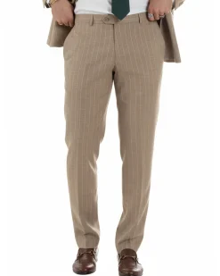 Abito uomo doppiopetto vestito gessato sartoriale rigato beige GIOSAL-AE1215A