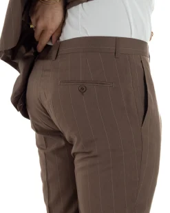 Abito uomo doppiopetto vestito gessato sartoriale rigato sottile marrone GIOSAL-AE1240A