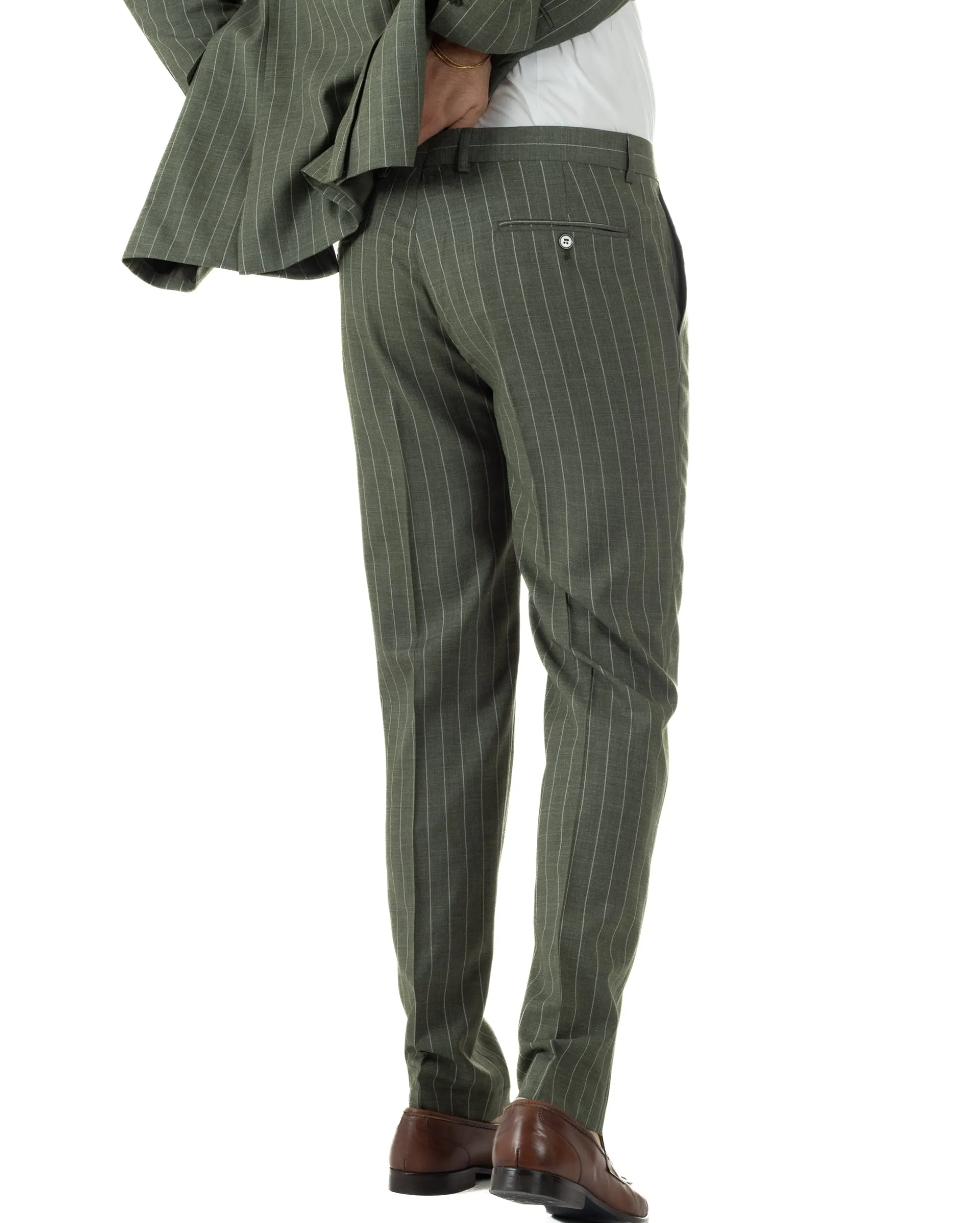 Abito uomo doppiopetto vestito gessato sartoriale rigato verde GIOSAL-AE1230A