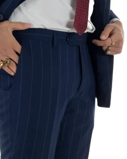 Abito uomo doppiopetto vestito gessato sartoriale rigato sottile blu GIOSAL-AE1241A