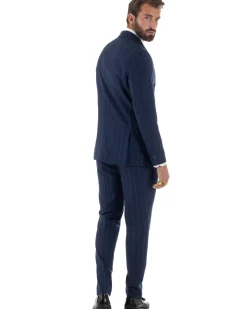 Abito uomo doppiopetto vestito gessato sartoriale rigato sottile blu GIOSAL-AE1241A