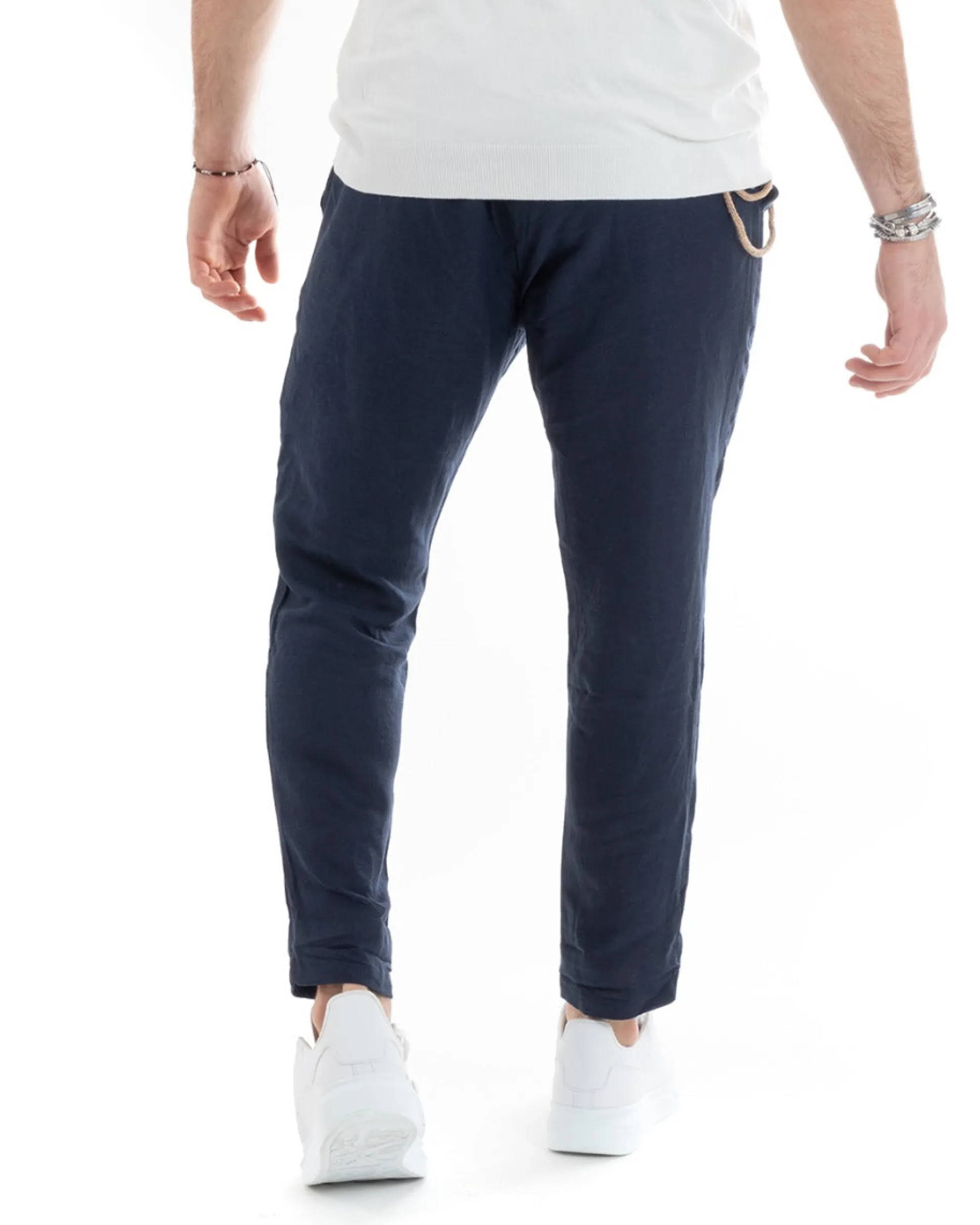 Abito uomo doppiopetto vestito sartoriale lino blu GIOSAL-OU2331A