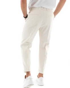 Abito Uomo Doppiopetto Vestito Velluto Completo Giacca Pantaloni Panna Elegante Cerimonia GIOSAL-OU2194A
