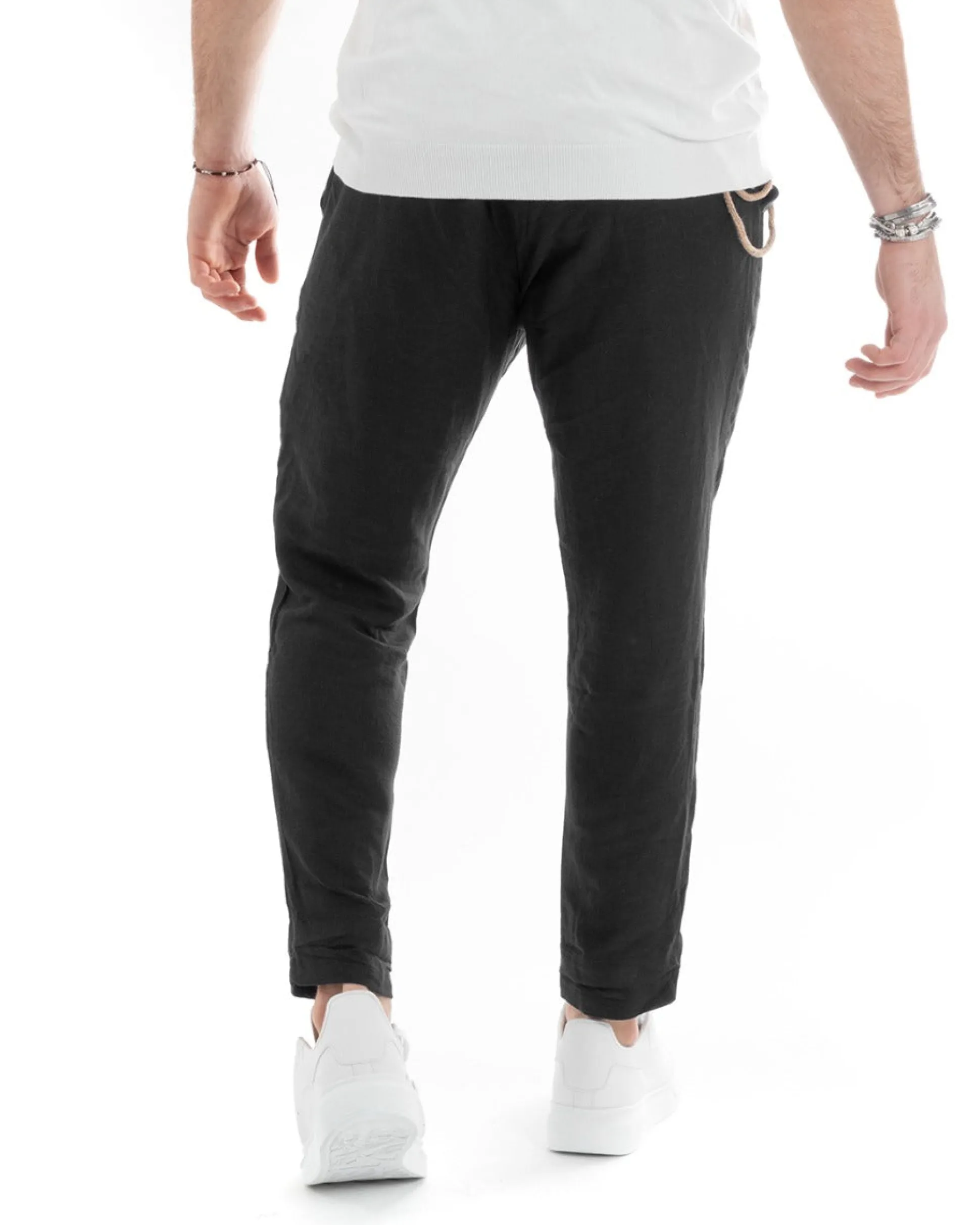 Abito uomo doppiopetto vestito sartoriale lino nero GIOSAL-OU2332A