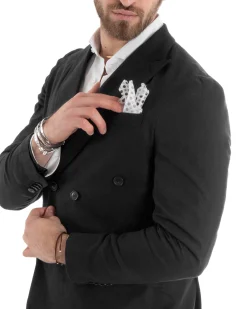 Abito uomo doppiopetto vestito sartoriale lino nero GIOSAL-OU2332A