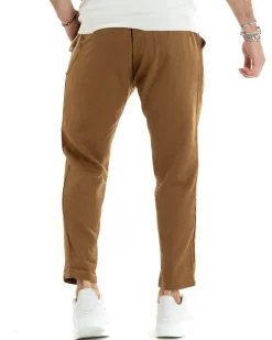 Abito uomo doppiopetto vestito sartoriale lino camel GIOSAL-OU2334A