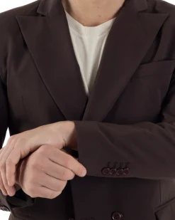 Abito Uomo Doppiopetto Viscosa Relaxed Fit Completo Giacca Rever A Lancia Pantaloni Pinces Fondo Largo Baggy Casual Moro GIOSAL-AE1123A