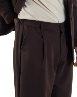 Abito Uomo Doppiopetto Viscosa Relaxed Fit Completo Giacca Rever A Lancia Pantaloni Pinces Fondo Largo Baggy Casual Moro GIOSAL-AE1123A
