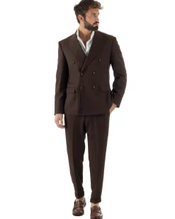 Abito Uomo Doppiopetto Viscosa Classico Sartoriale Marrone AE1201A