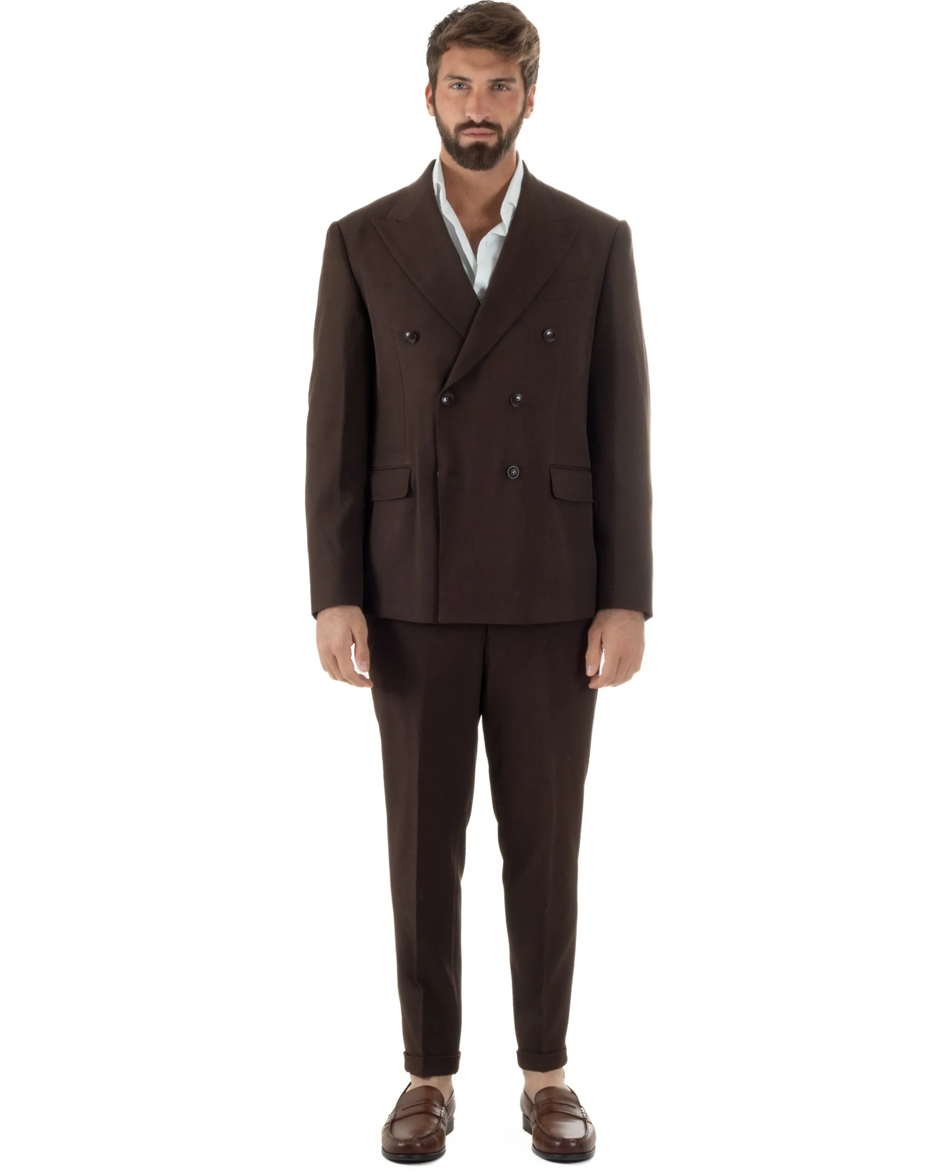 Abito Uomo Doppiopetto Viscosa Classico Sartoriale Marrone AE1201A