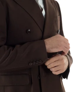 Abito Uomo Doppiopetto Viscosa Classico Sartoriale Marrone AE1201A