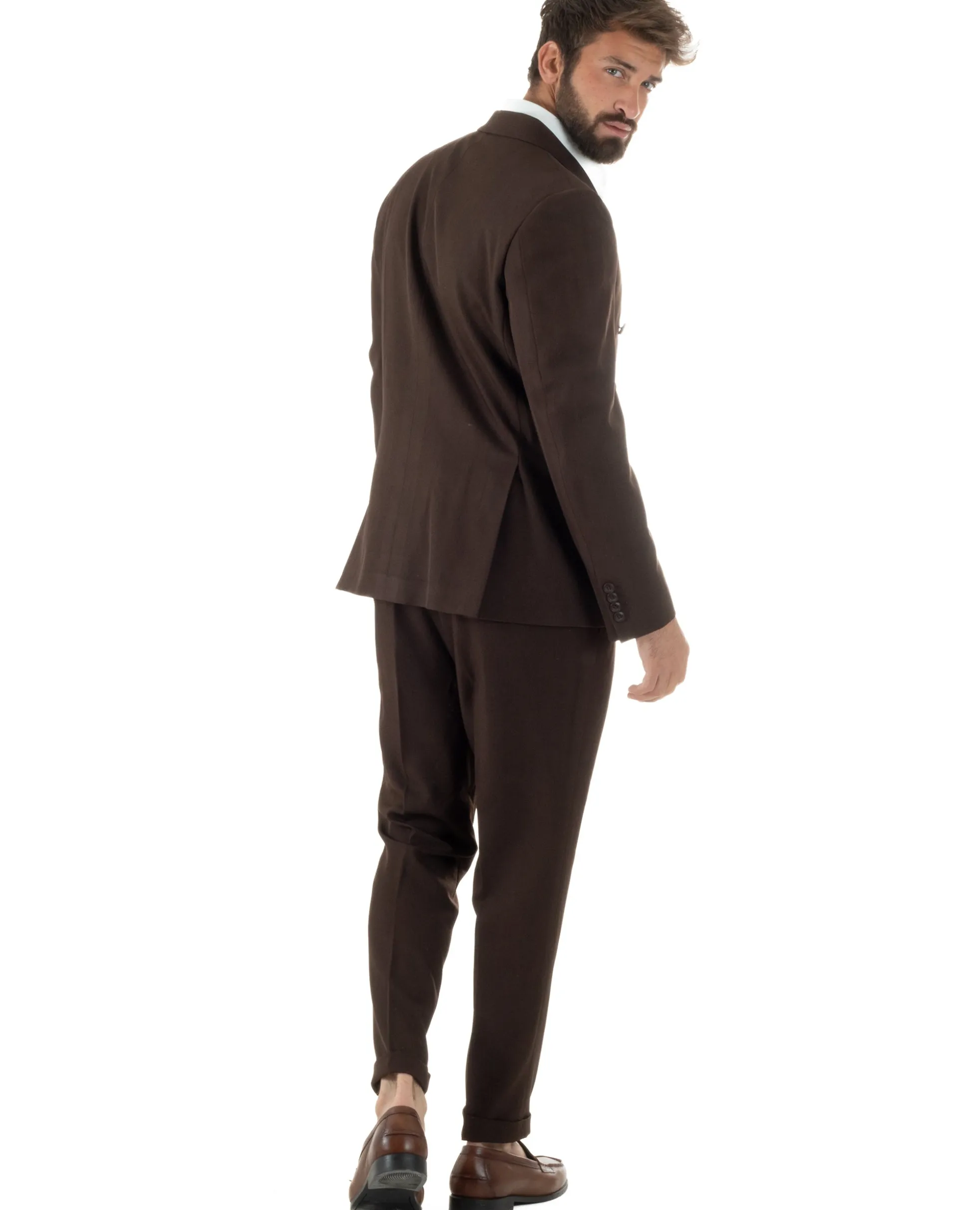 Abito Uomo Doppiopetto Viscosa Classico Sartoriale Marrone AE1201A