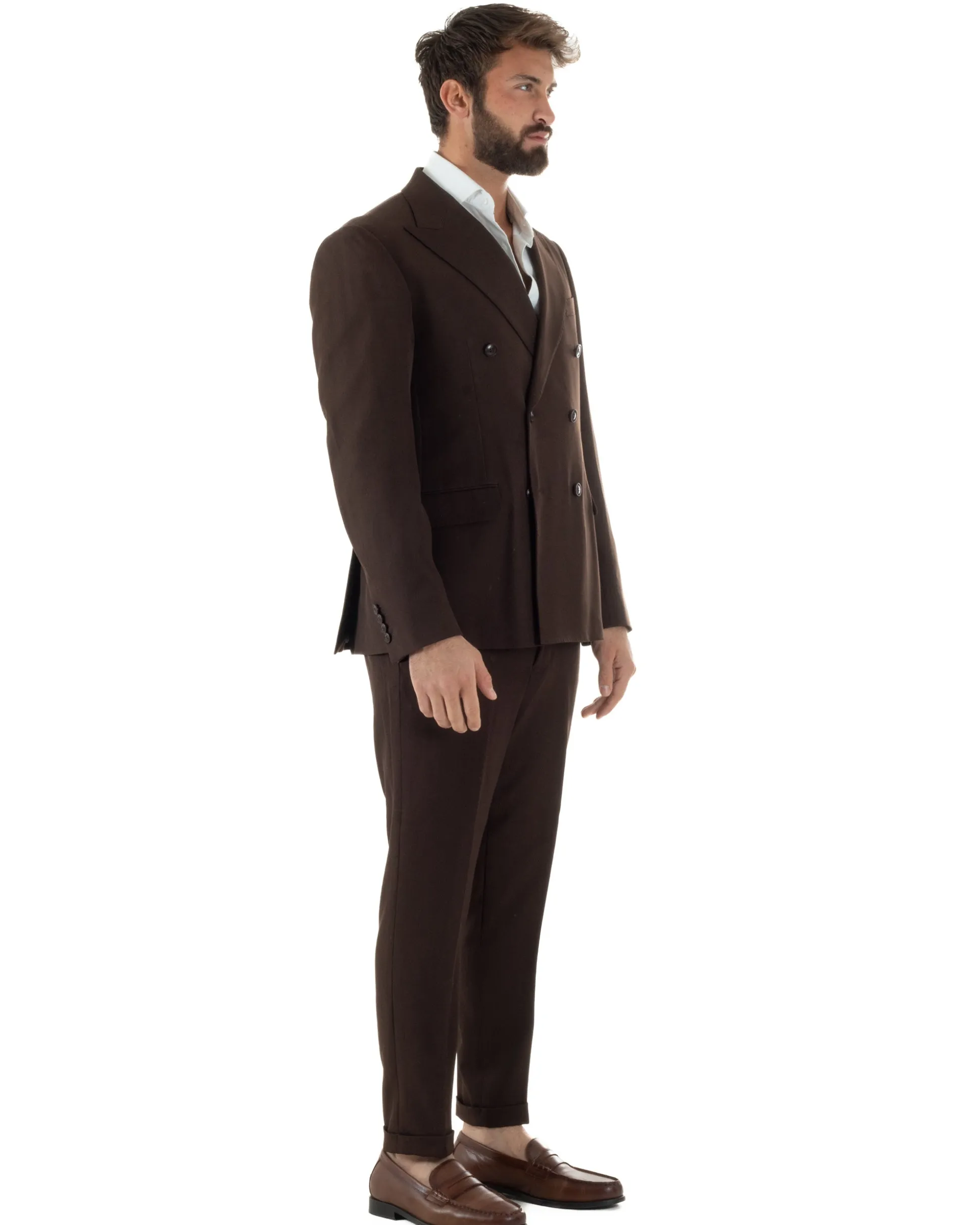 Abito Uomo Doppiopetto Viscosa Classico Sartoriale Marrone AE1201A