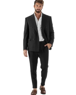 Abito Uomo Doppiopetto Viscosa Classico Sartoriale Nero AE1203A