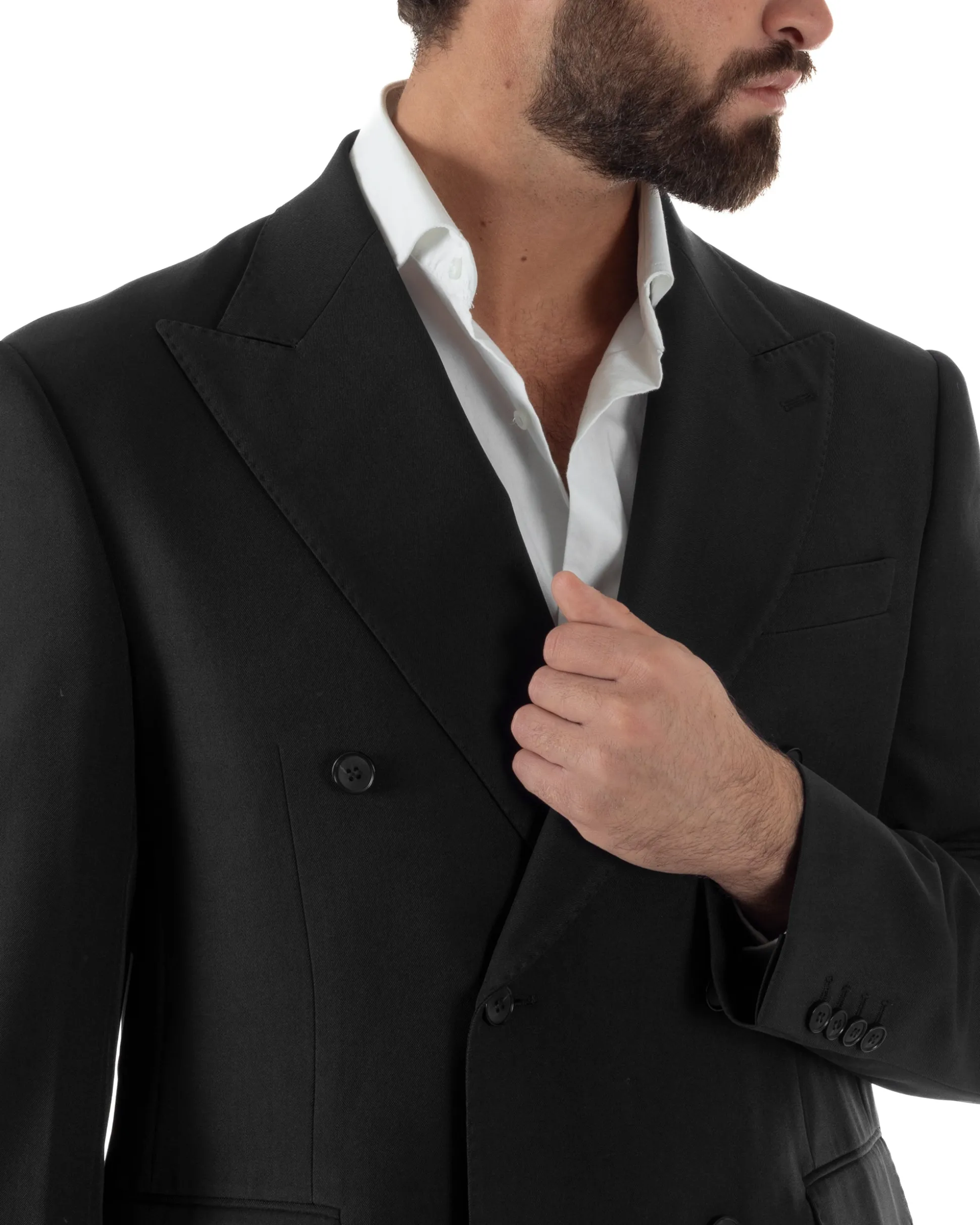 Abito Uomo Doppiopetto Viscosa Classico Sartoriale Nero AE1203A