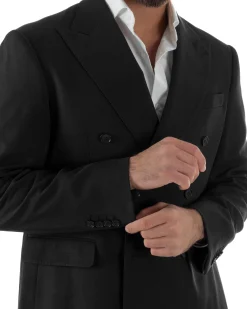 Abito Uomo Doppiopetto Viscosa Classico Sartoriale Nero AE1203A
