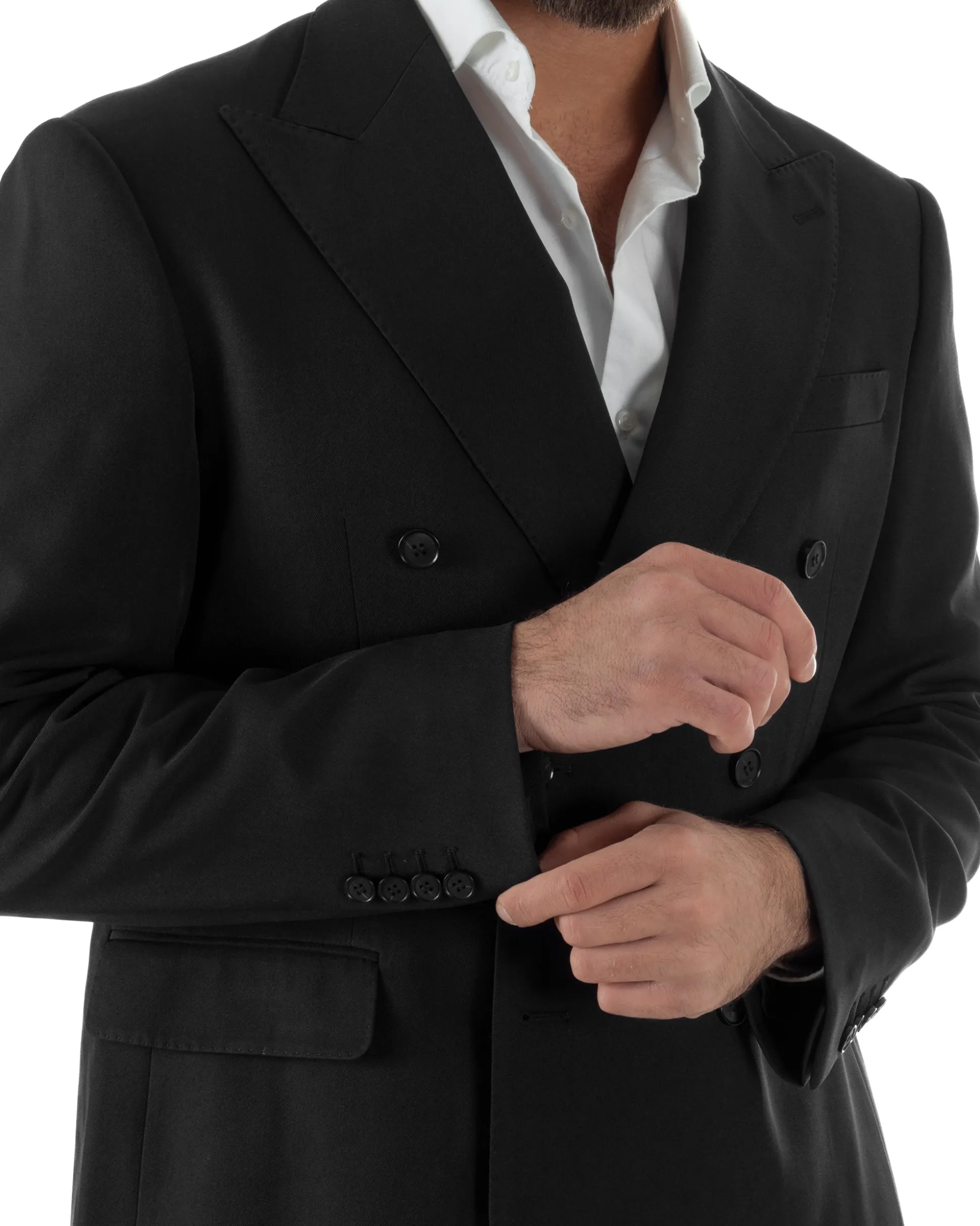 Abito Uomo Doppiopetto Viscosa Classico Sartoriale Nero AE1203A