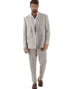 Abito Uomo Doppiopetto Viscosa Classico Sartoriale Beige AE1202A
