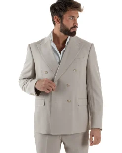 Abito Uomo Doppiopetto Viscosa Classico Sartoriale Beige AE1202A