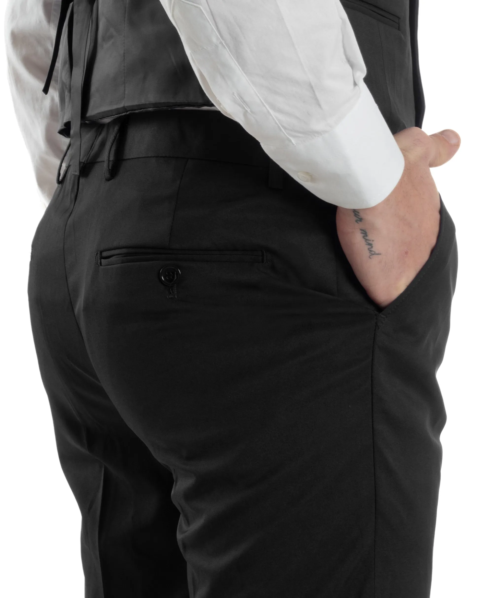 Abito Uomo Monopetto Cerimonia Rever Raso Lucido Vestito 3 Pezzi Panciotto Completo Sposo Panciotto Plastron Nero AE1143A