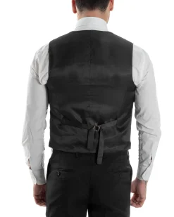 Abito Uomo Monopetto Cerimonia Rever Raso Lucido Vestito 3 Pezzi Panciotto Completo Sposo Panciotto Plastron Nero AE1143A