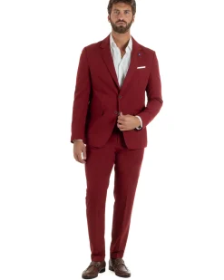 Abito uomo monopetto completo giacca pantaloni slim fit bordeaux GIOSAL-AE1252A