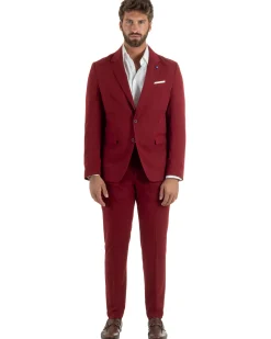 Abito uomo monopetto completo giacca pantaloni slim fit bordeaux GIOSAL-AE1252A