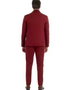 Abito uomo monopetto completo giacca pantaloni slim fit bordeaux GIOSAL-AE1252A
