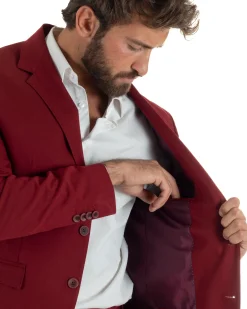 Abito uomo monopetto completo giacca pantaloni slim fit bordeaux GIOSAL-AE1252A