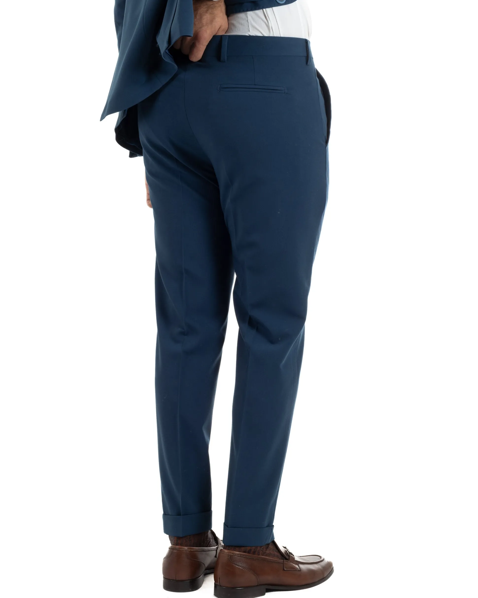 Abito uomo monopetto completo giacca pantaloni slim fit blu GIOSAL-AE1253A