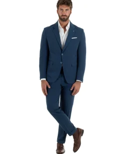 Abito uomo monopetto completo giacca pantaloni slim fit blu GIOSAL-AE1253A