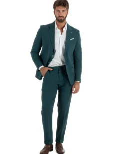 Abito uomo monopetto completo giacca pantaloni slim fit petrolio GIOSAL-AE1254A