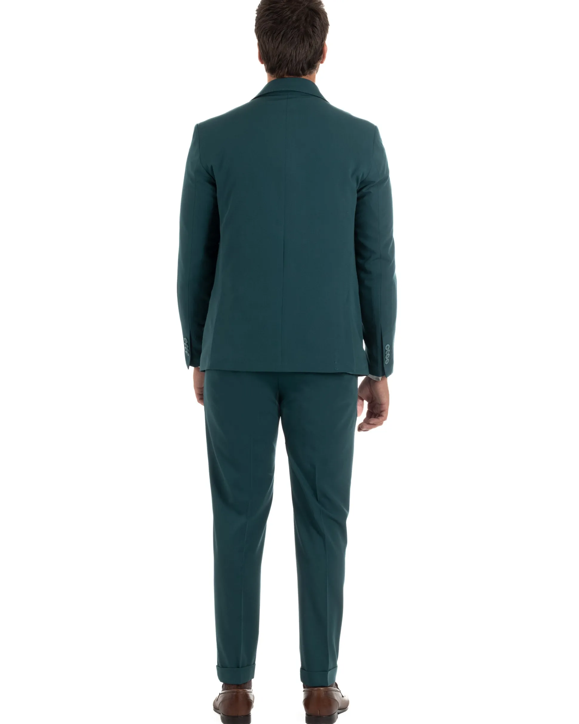 Abito uomo monopetto completo giacca pantaloni slim fit petrolio GIOSAL-AE1254A