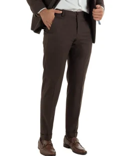 Abito uomo monopetto completo giacca pantaloni slim fit marrone GIOSAL-AE1255A