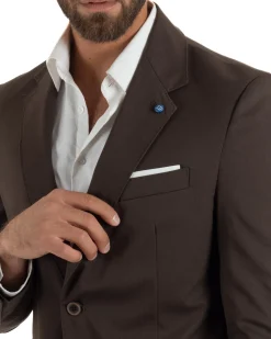 Abito uomo monopetto completo giacca pantaloni slim fit marrone GIOSAL-AE1255A