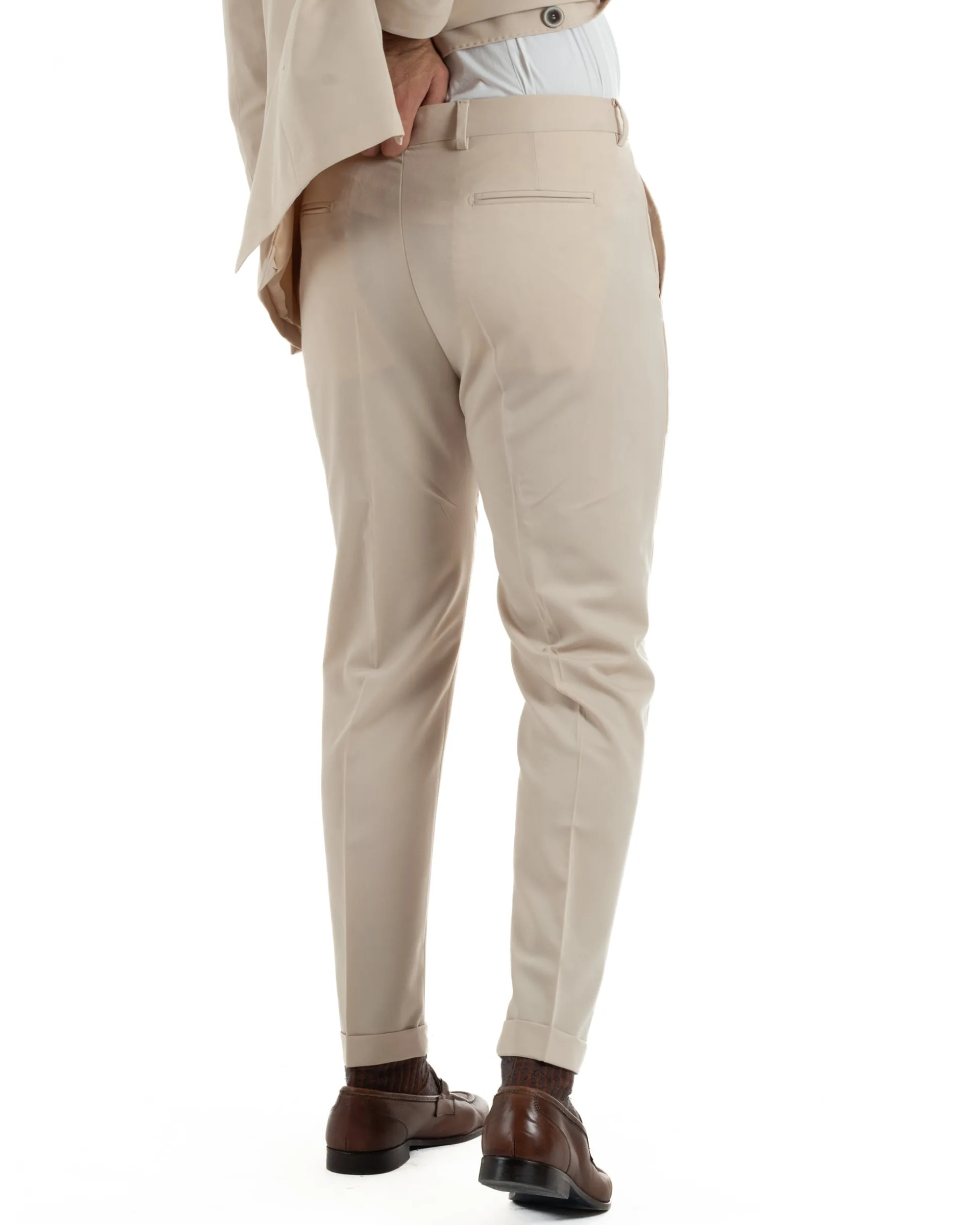 Abito uomo monopetto completo giacca pantaloni slim fit beige GIOSAL-AE1256A