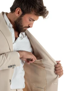 Abito uomo monopetto completo giacca pantaloni slim fit beige GIOSAL-AE1256A