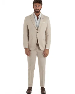 Abito uomo monopetto completo giacca pantaloni slim fit beige GIOSAL-AE1256A