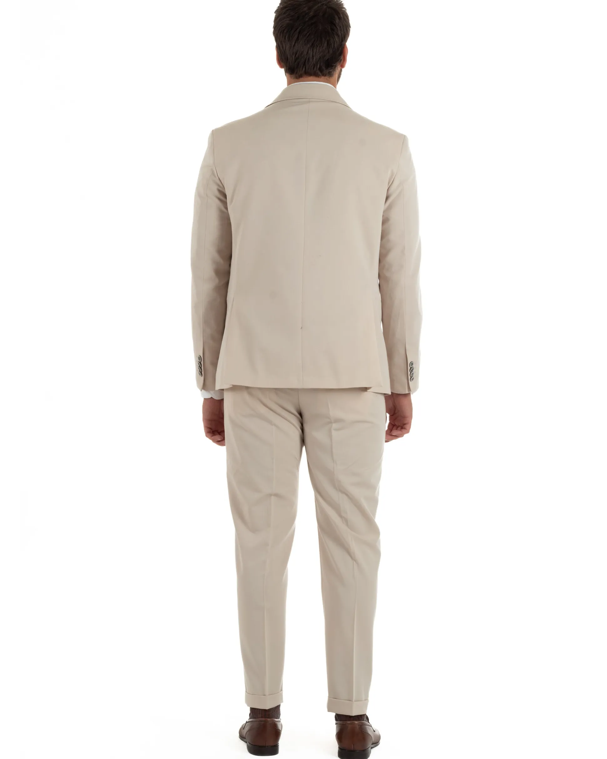 Abito uomo monopetto completo giacca pantaloni slim fit beige GIOSAL-AE1256A