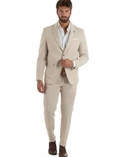 Abito uomo monopetto completo giacca pantaloni slim fit beige GIOSAL-AE1256A