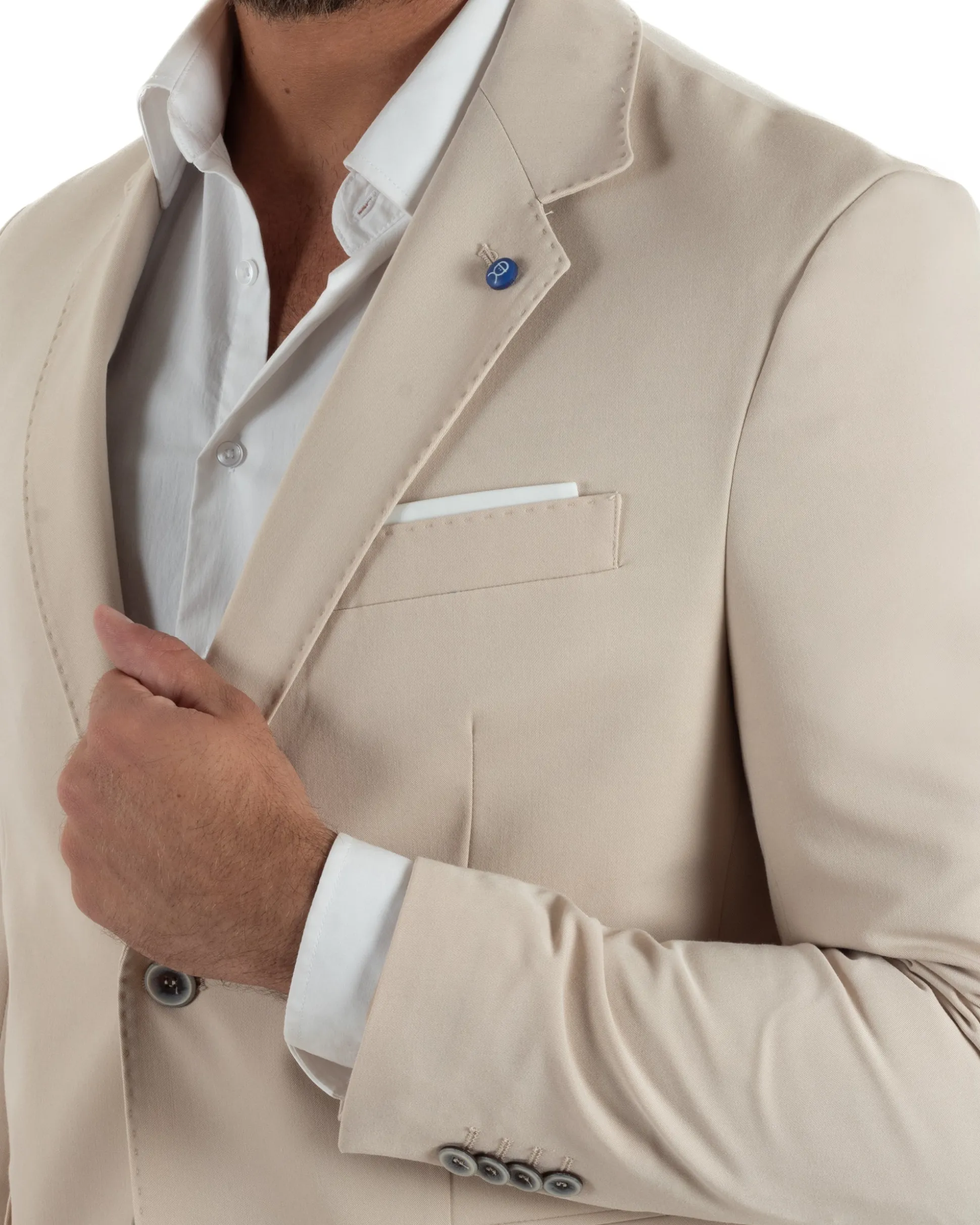 Abito uomo monopetto completo giacca pantaloni slim fit beige GIOSAL-AE1256A