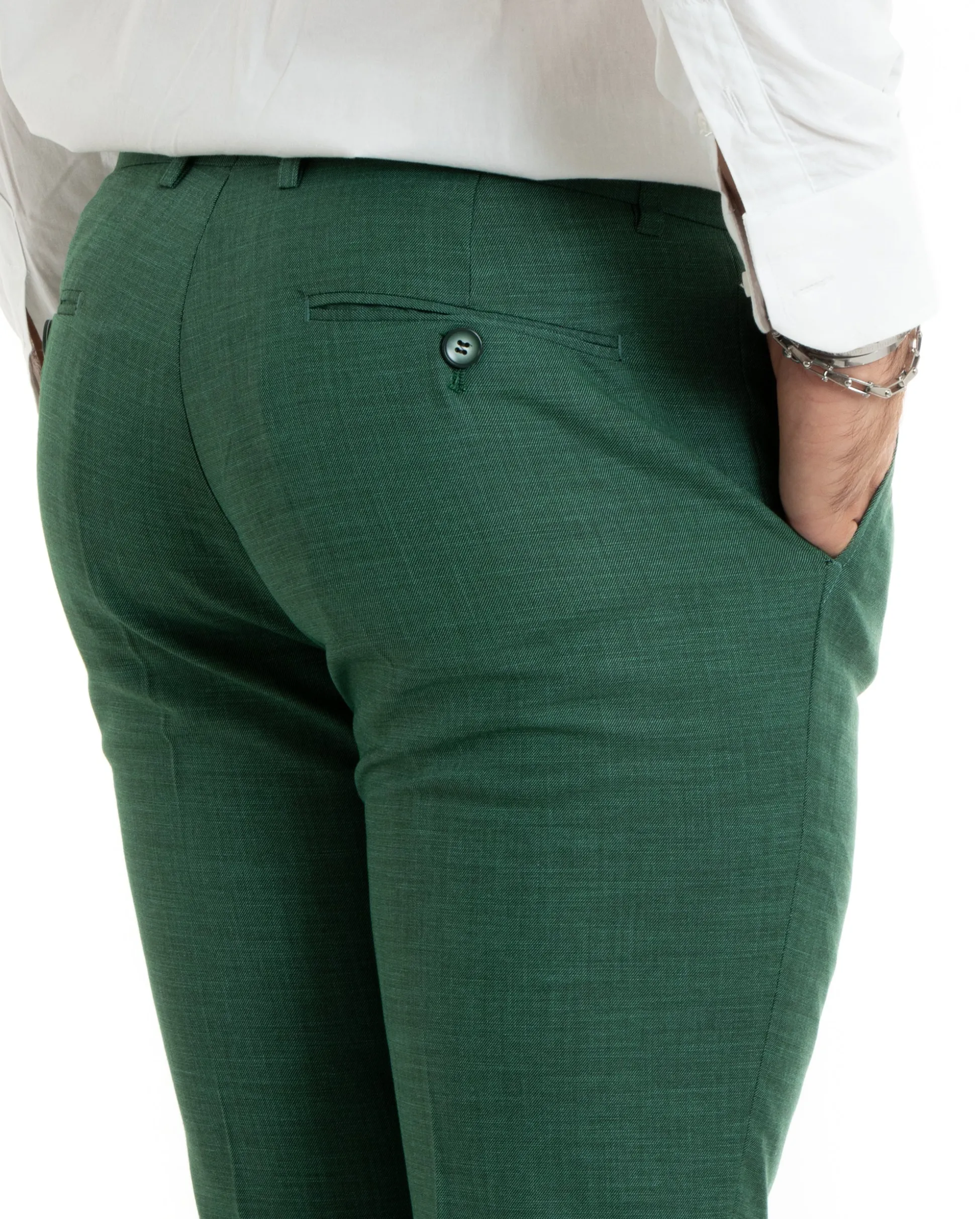 Abito uomo monopetto completo viscosa giacca pantaloni verde melangiato GIOSAL-OU2427A