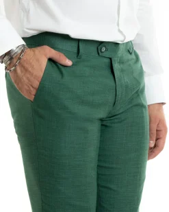 Abito uomo monopetto completo viscosa giacca pantaloni verde melangiato GIOSAL-OU2427A