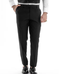 Abito Uomo Monopetto Damascato Vestito 3 Pezzi Completo Panciotto Sposo Plastron Nero AE1130A