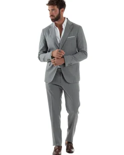 Abito Uomo Monopetto Gessato Sartoriale Rigato Grigio Over-D OC1F2W5A03