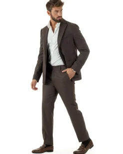 Abito Uomo Monopetto Lana Classico Sartoriale Marrone AE1199A
