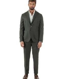 Abito Uomo Monopetto Lana Classico Sartoriale Verde AE1198A